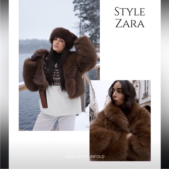 ZARA SHORT FAUX FUR COAT - Picture 14 of 16